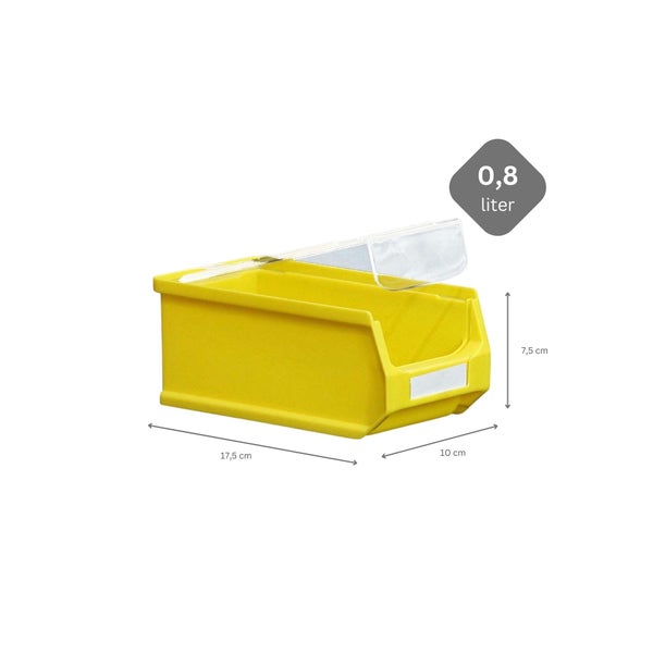 PROREGAL SuperSparSet 40 x Gelbe Sichtlagerbox 2.0 Mit Abdeckung HxBxT 7,5 x 10 x 17,5 cm 0,8 Liter Sichtlagerbehälter Sichtlagerkasten