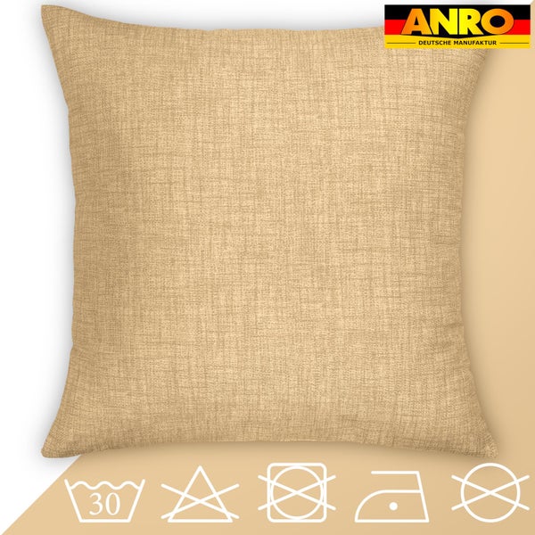 Kissenhülle Beige 60x60cm mit Füllung Leinenoptik