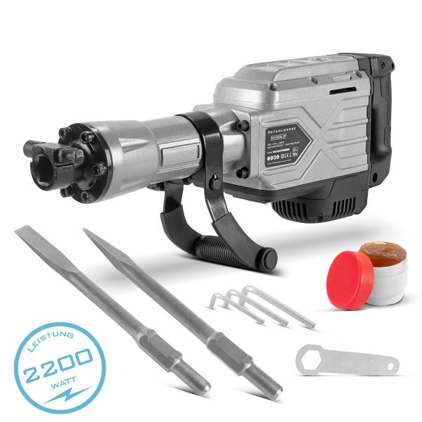 Stahlwerk AH-2200 ST Abbruchhammer mit 2200 Watt Leistung, Meißel, Werkzeug und Schmiermittel