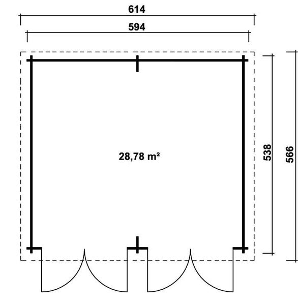 Alpholz Doppelgarage Sandvig 44 ISO Garage aus Holz, Unterstellplatz mit 44 mm Wandstärke, Fertiggarage mit Montagematerial, Naturbelassen 5,9x5,4m