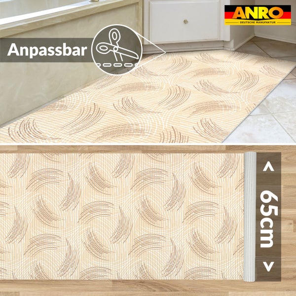 ANRO Logo. Weichschaummatte mit Wellenmuster, Breite 65 Zentimeter, individuell zuschneidbar, rutschfest für Badezimmer oder Küche.