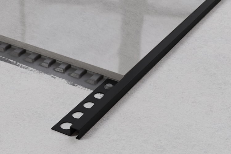 Edelstahl J Eckprofil für Fliesen 1cm x 270cm - Mattschwarz