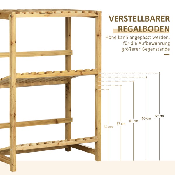Outsunny Getränkekistenständer, Getränkekistenregal, Kistenregal mit 2 Gekippten Regalen, Flaschenkastenregal für 4 Getränkekisten, Natur, 74 x 45 x 111 cm