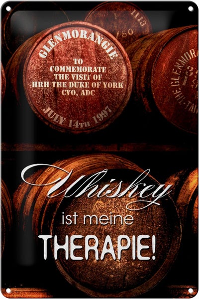 Blechschild Spruch 20x30cm Whiskey ist meine Therapie