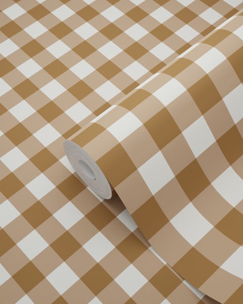 Tapete mit braunem Karomuster, Rolle