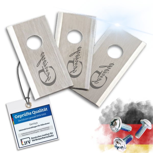 Genisys Ersatzklingen aus Edelstahl für Mähroboter mit Qualitätszertifikat