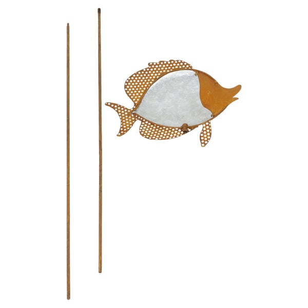 FRANK FLECHTWAREN | Gartenstecker Fisch, METALL, 23 x 2 x 113 cm