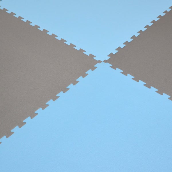 90x90cm Trainingsmatte mit Rand - 20mm Bodenschutz-Matte Grau Blau