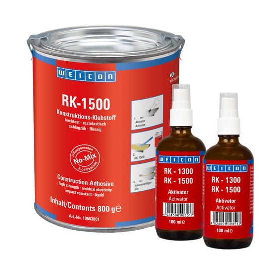 WEICON RK-1500 | Acrylat-Strukturklebstoff, flüssiger No-Mix Klebstoff | 1 kg | gelblich, transparent
