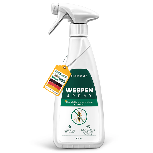 Silberkraft Wespenspray 500 ml, Spray zur Wespenabwehr, Anti-Wespen-Mittel zum Vertreiben der Insekten, hilft gegen Wespennester, Repellent mit starker Sofort- und Langzeitwirkung