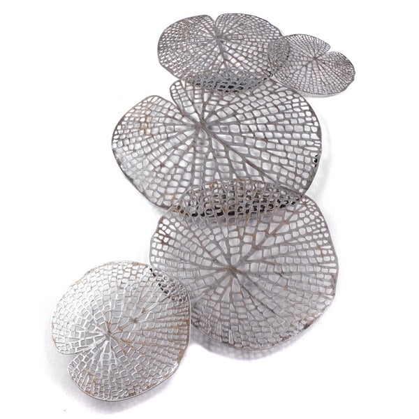 Wanddeko BIG LEAVES Metall antik-silber