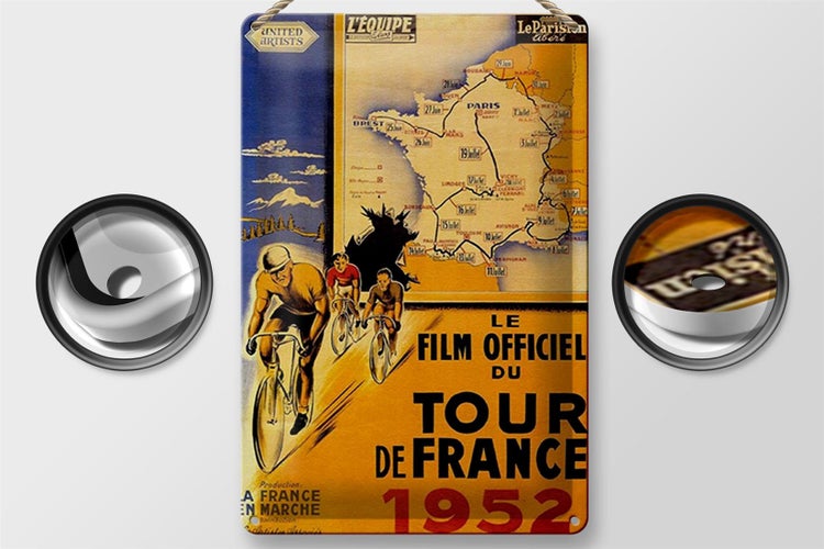 Blechschild Spruch 20x30cm le film Fahrrad Tour France 1952