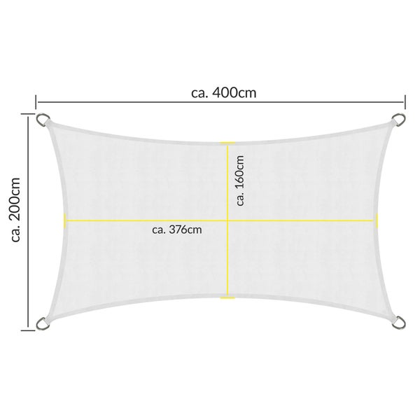 SolVision PS9 Sonnensegel 200x400cm rechteckig Weiß PE