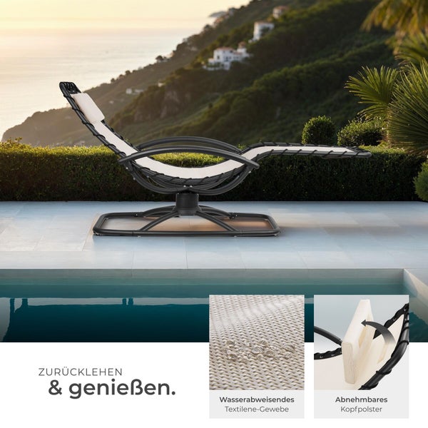 Gartensessel mit wasserabweisendem Textilgewebe und abnehmbarem Kopfpolster im Außenbereich