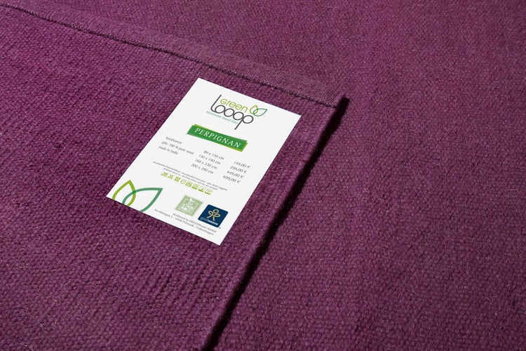 Kelim Teppich Lila Violett aus Wolle Perpignan Green Looop 80x150 cm