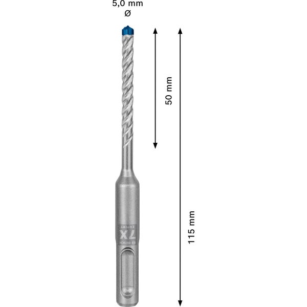 Bosch Expert 7X Hammerbohrer mit einer Länge von 115 mm und einem Durchmesser von 5,0 mm