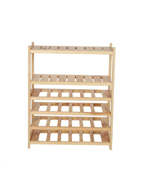 PROREGAL Weinregal SPREEWALD HxBxT 86x70x33cm 24 Flaschen auf 4 Ebenen + 2 Ablagen Massives Kiefernholz Natur