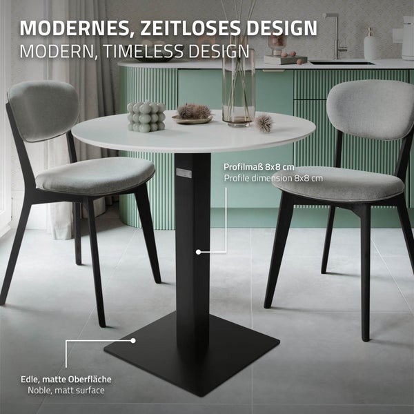 ML-Design Tischgestell Single Schwarz Höhe 72cm, aus pulverbeschichtetetem Stahl, Metall Tischsäule mit 43x43 cm Bodenplatte, Esstisch Einzel Tischuntergestell, Indoor & Outdoor, Tischfuß Tischbein