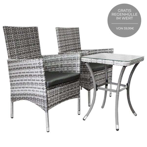 Jardí Rattan Bistro Set Hellgrau