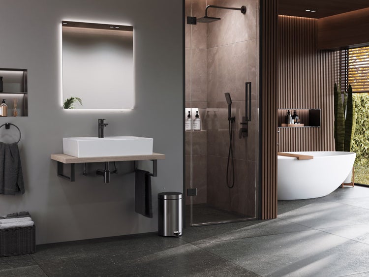 Aqua Bagno Basic Plan Waschbecken 10.16.30.04.2 – 60 x 45 cm – Weiß Hochglanz – Keramikbecken mit Hahnloch & Überlauf