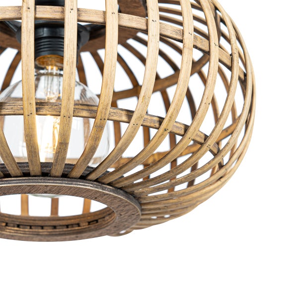 Pendelleuchte aus Rattan mit Glühbirne