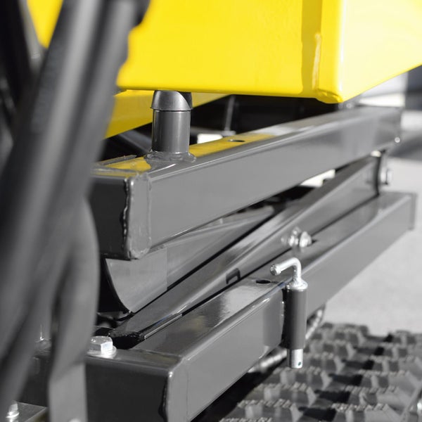 Detailansicht eines Transportgeräts mit Scherenmechanismus