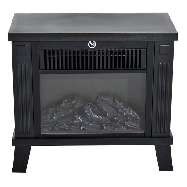 HOMCOM Elektrokamin mit Flammeneffekt, Feuer, 600/1200W, 34 x 17 x31 cm, Metall, Schwarz