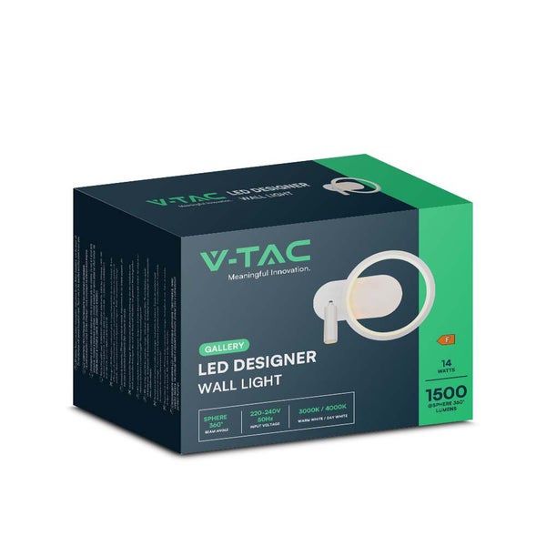 V-TAC VT-7906-B - Designer-Wandleuchten - IP20 - Schwarz - 14W - 1500 Lumen - 4000K