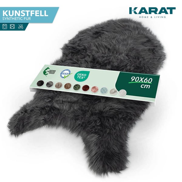 Karat Home & Living Kunstfell-Teppich, 90 mal 60 Zentimeter, aus Synthetik, maschinenwaschbar und OEKO-TEX zertifiziert.