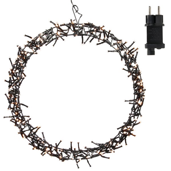 ECD Germany Lichterkranz 300 LEDs, Ø 38cm, Warmweiß, IP44, Türkranz, Fensterkranz, Weihnachtsdeko, Kranz, Weihnacht Ring, Fensterlicht, Weihnachten, Weihnachtsdekoration, Weihnachtsbeleuchtung