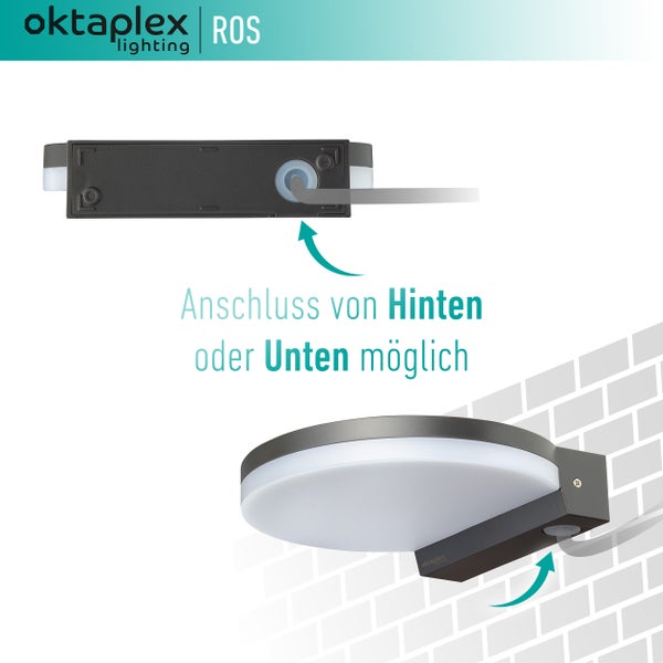 Ros LED Außenleuchte warmweiß 3000K 1300 Lumen 14,6W 230V Wandlampe außen anthrazit flach