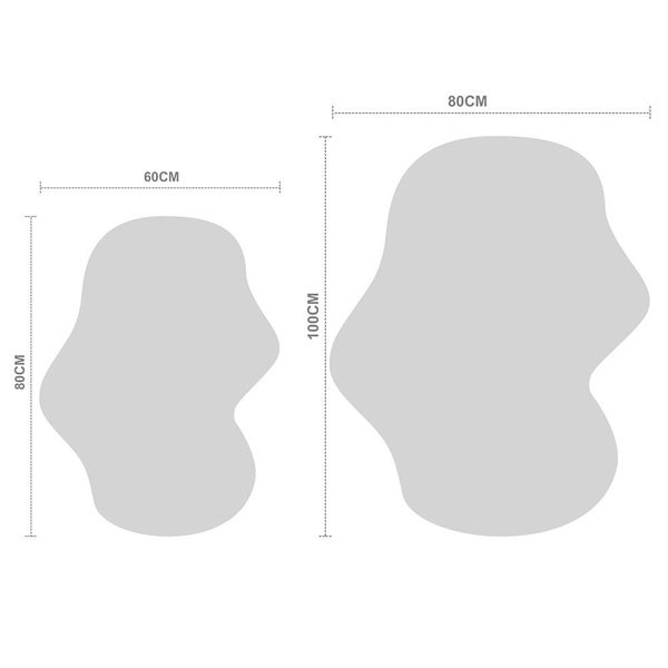 Illustration von zwei Teppichen unterschiedlicher Größe mit Maßangaben