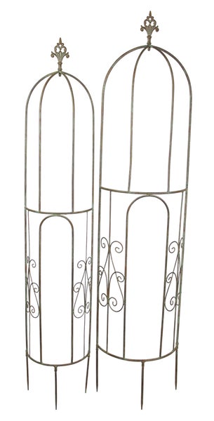 FRANK FLECHTWAREN | Rankturm Lilie, 2er Set, halbrund, METALL, 25 x 12 x 137 cm, 33 x 14 x 146 cm
