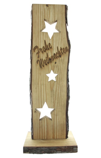 FRANK FLECHTWAREN | Holzsäule Frohe Weihnachten, 24 x 21 x 68 cm, HOLZ