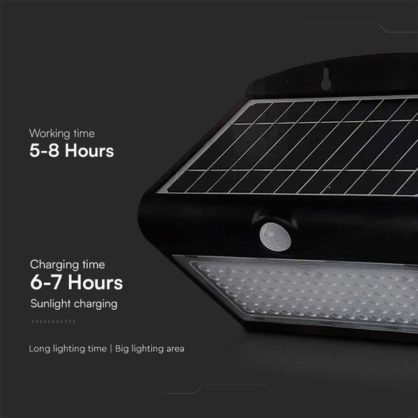 V-TAC VT-767-7-B - Schwarze Solar-Wandleuchten - IP65 - 8W - 850 Lumen - 4000K