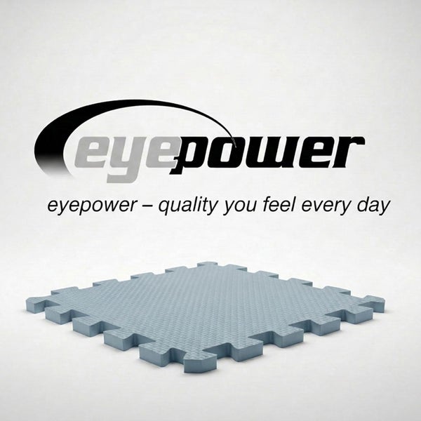 eyepower Logo und eine Puzzle-Bodenschutzmatte.
