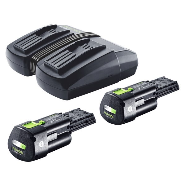 Festool Energie Set 2x BP 18 Li 3,0 Ergo I Akku 18 V 3,0 Ah / 3000 mAh Li-Ion ( 2x 577704 ) + TCL 6 DUO Doppel Ladegerät ( 577017 )