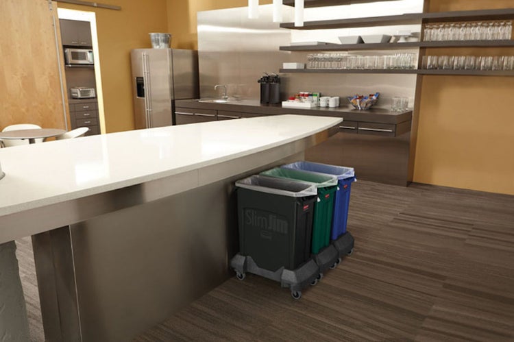 PROREGAL Rubbermaid Slim Jim Mülleimer Mit Belüftungskanälen 60 Liter HxBxT 63,5 x 28 x 56 cm Schwarz