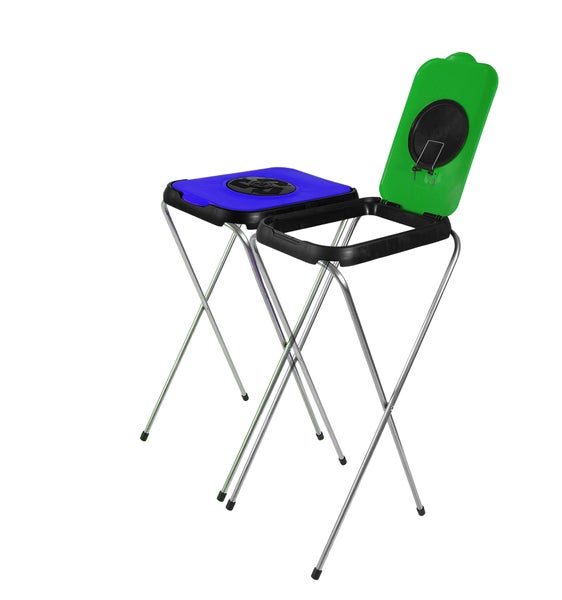 2x Müllsackständer SwingFix GRÜN BLAU 120L Blauer Gelber Sack Einer Mülleimer Müllbeutelständer Müllsackhalter 120L