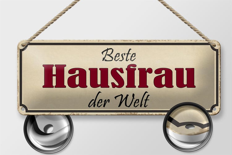 Blechschild Spruch 27x10cm beste Hausfrau der Welt Dekoration