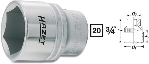 Hazet Steckschlüsseleinsatz Sechskant 30 mm - 1000-30