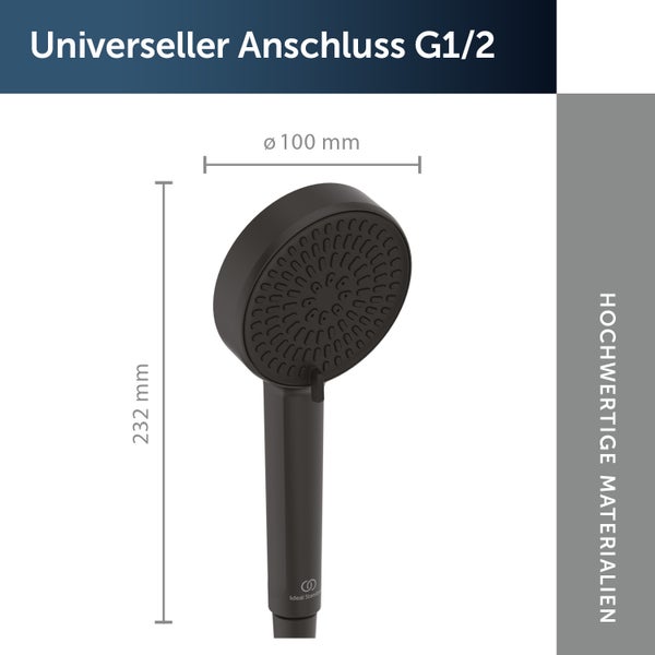 Handbrause mit Maßangaben