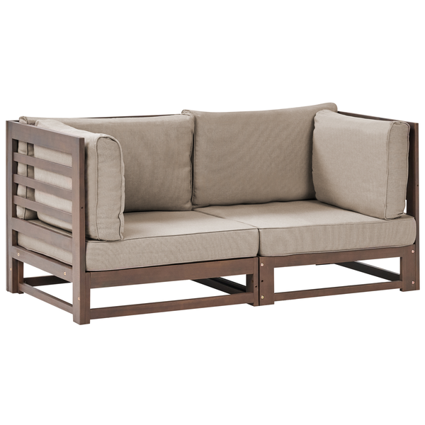 Gartensofa 2-Sitzer TRANI modular zertifiziertes Akazienholz Dunkelbraun