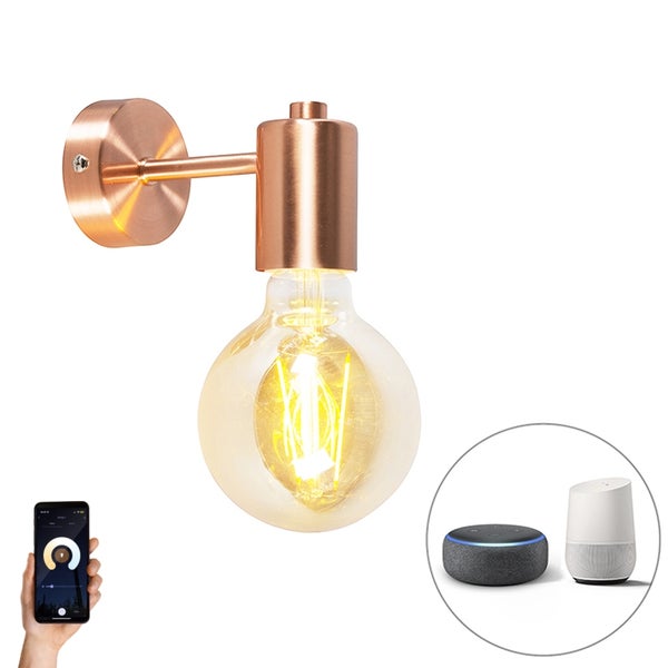 Smart Art Deco Wandleuchte Kupfer inkl. G95 WiFi Lichtquelle - Facil