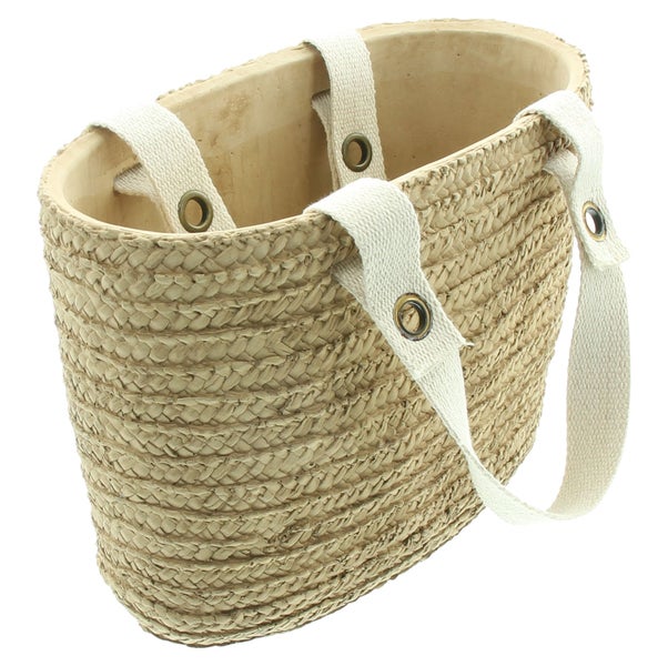 FRANK FLECHTWAREN | Pflanzer Strandtasche, ZEMENT, 26 x 13 x 19,5 cm