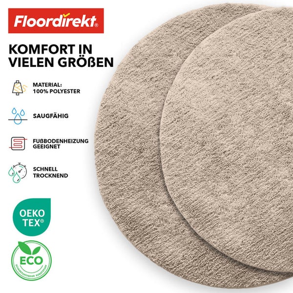 Zwei runde Badteppiche aus Polyester von Floordirekt