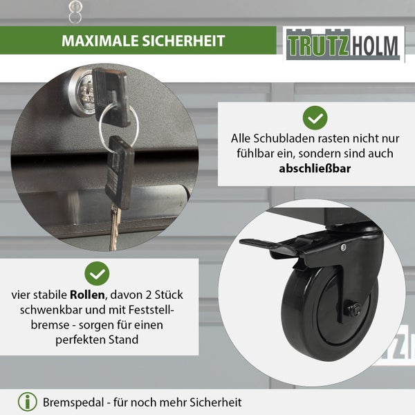 Werkstattwagen Jumbo XXL 11 Schubladen 4 Ablagefächer Arbeitshöhe ca. 1 Meter abschließbar leer