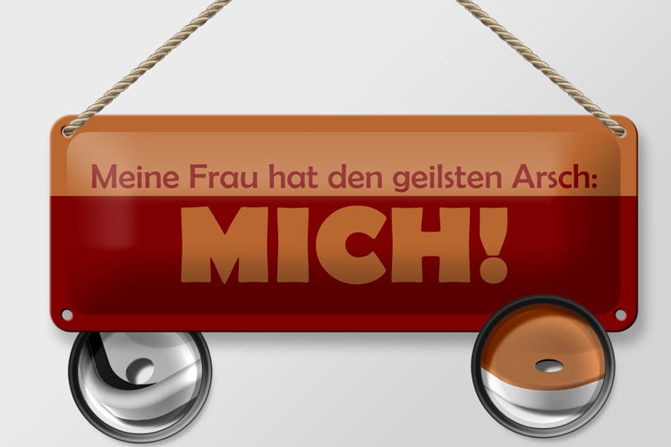 Blechschild Spruch 27x10cm Meine Frau hat geilsten Arsch MICH