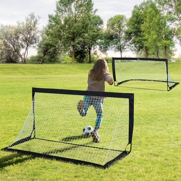 HOMCOM Fußballtore, Fußballnetz, faltbar, 186 x 90 x 89 cm, Stahl, Tetrolon, Schwarz