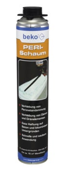 beko PERI-Schaum zur Verklebung von Perimeterdämmung und Dränelementen, geeignet für Beton und bitumenhaltige Untergründe.